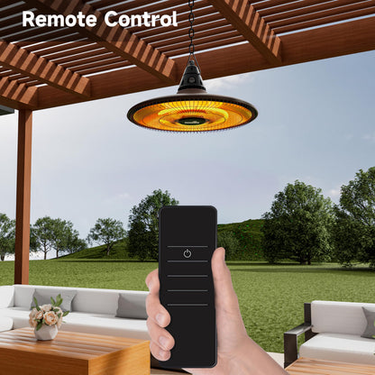 Ceiling Electric Outdoor Heater Wall-Mounted Hanging Patio 1500W Infrared Carbon Fiber Tube Heating Wall Heater for Gazebo, Balcony, Brown