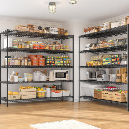 REIBII 3200LBS Storage Shelves 55.5" W Garage Shelving Heavy Duty 5 Tier Adjustable Wire Shelving Unit Metal Shelving for Garage Pantry Commercial Basement,55.5" W X 18''D X 71" H
