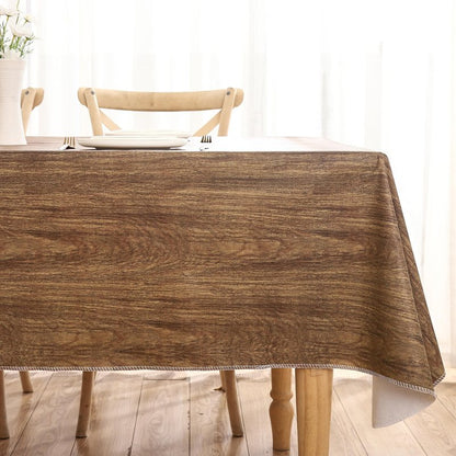 Walrus Heavy Duty Vinyl Tablecloth with Flannel Backing Waterproof Oil-Proof Plastic Table Cloth Stain-Resistant Wipeable Rectangle or Square Table Cover for Indoor and Outdoor (Wood, 52X70 Inch)