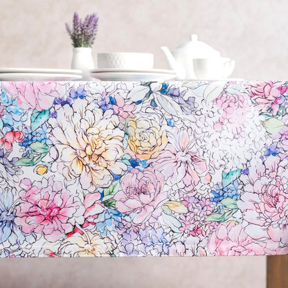 Maison d' Hermine Table Cloth Square Table 100% Cotton 60 x 60 Inches Tablecloth Reusable Decorative for Dining Kitchen Room Farmhouse Home Gifts for Mothers Day Spring Summer - Floral Love