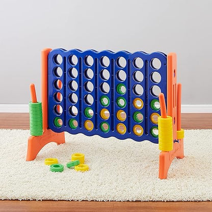 Amazon Basics Junior 4-to-Score Giant Premium Plastic Party Game for Kids &amp Adults Indoor &amp Outdoor BPA-Free with Carrying Bag Blue Yellow Red Green Large