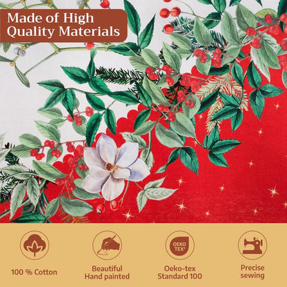 Maison d' Hermine Table Cloth Rectangle Table 100% Cotton 60 x 90 Inches Fall Tablecloth Reusable Everyday Use for Thanksgiving Christmas Decorations Dining Farmhouse Party (Noel)