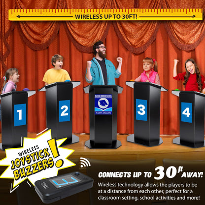 Teacher's Choice Wireless Light Up 8 Player Game Buzzer Button System | Displays the Winning Player | Loud, Unique Sounds Great for Trivia Games, Family Feud, Jeopardy, Competition, Spelling Bees