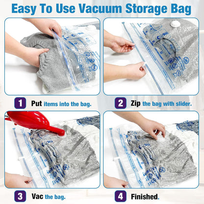 Skiennix Vacuum Storage Bags - 6 Jumbo Space Saver Vacuum Seal Bags for Clothes & Bedding