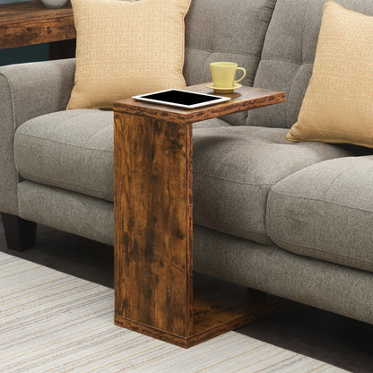 Convenience Concepts Northfield Admiral C Shaped End Table 18" - Contemporary Modern C Shaped Side Table, Minimalist Couch Sliding End Table for Living Room, Barnwood