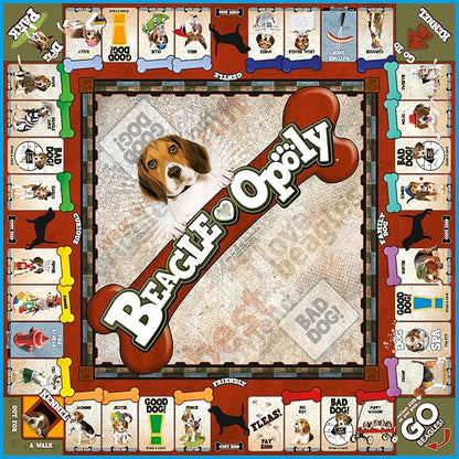 Late for The Sky Beagle-Opoly Board Game Dog Lovers Family Game 2-6 Players Ages 8+ Opoly-Style Pet Theme Traditional or One-Hour Variant