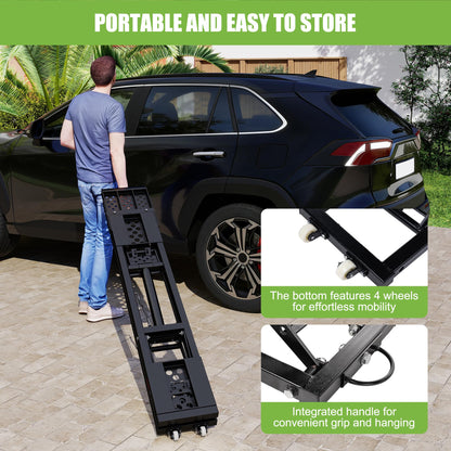 Real Relax 7000 LBS Portable Car Lift, Heavy Duty Quick Jack with 26.8" Max Height, Extended-Length Plates, 120V Power Unit, for Cars, SUVs, Light Trucks, Shop Use or Garage, Black