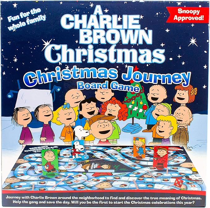 Aquarius Charlie Brown Christmas Journey Board Game- Fun for Kids &amp Adults - Officially Licensed Peanuts Merchandise &amp Collectibles Blue White