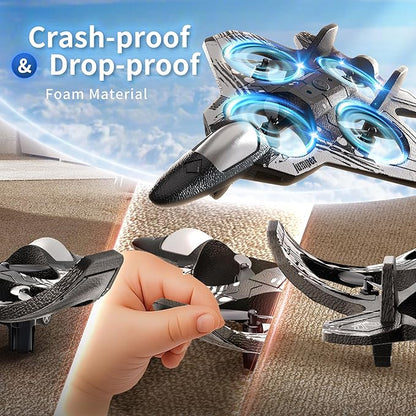 XOS Remote Control Foam Airplane Drone RC Stunt Plane RC Fighter Jet with LED Light 360° Flip 9 Functions for Kids Adults Boys Gifts