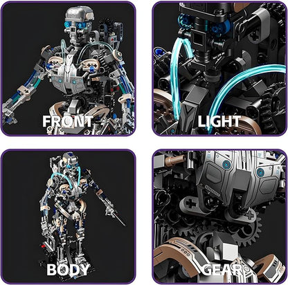 Mechanical Skeleton Robot Building Block Toy 692+Pieces Twistable Body and Poseable Design Creative STEM Toy for Kids and Adults