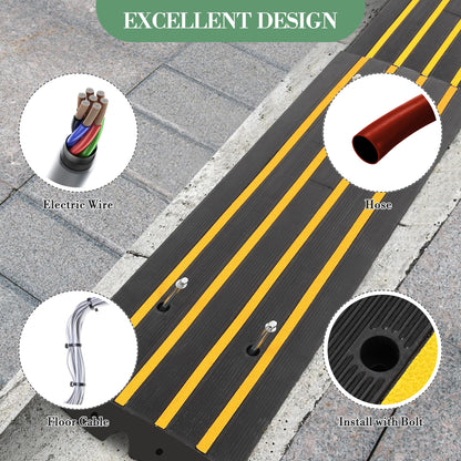 48" Driveway Ramp 2 Pack Heavy Duty Rubber Curb Ramps for Cars SUVs Trucks, Low Profile with Water Drainage, Garage Sidewalk Transition Solution