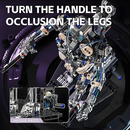 Mechanical Skeleton Robot Building Block Toy 692+Pieces Twistable Body and Poseable Design can be Driven by Hand or Motor Creative STEM Toy for Kids and Adults