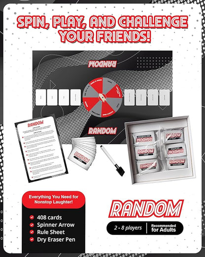 Random Spinner-Based Word Challenge Board Game for 18+ Funny Games Creative Strategy Party Game Spins Creative Wordplay and Card Actions Funny Gen Z College Party Group Player 2–8 Players