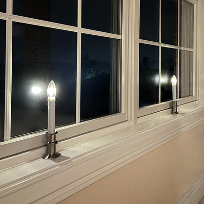 612 Vermont Ultra-Bright LED Window Candles with Timer, Remote Control, Twinkle/Steady LED Light, Battery Operated, Slim Metal Base, VT-9167-R4-BNW (Pack of 4, Brushed Nickel)