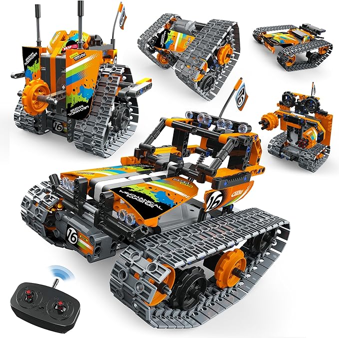 5 in 1 STEM Remote Control Building Kit 392Pcs Blocks Erector Projects Set Toys for Kids Age 8-12 Build a Tank/Robot/AVT DIY Science Educate 6 7 9 10 11 Years Old for Boys &amp Girls Gift Ideas
