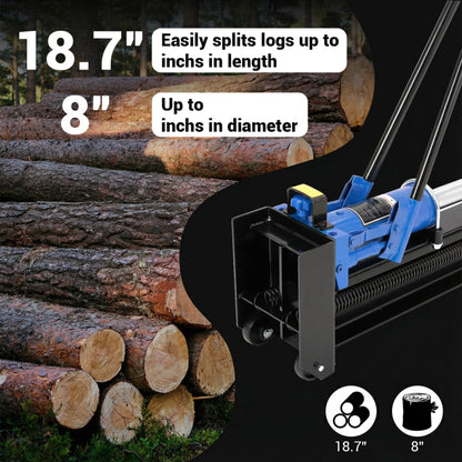 Garvee 12 Ton Hydraulic Log Splitter, Manual Wood Splitter with 2-Speed Operation & Built-in Wheels, Hand Powered Log Cutter for Firewood with Full Steel Construction, Max 18.7" Log