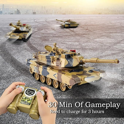 KAIM 1/24 RC TankRemote Control Tank for Boys with Smoke Lights &amp Sounds2.4GHz US M1A2 Abrams Army ModelMilitary Toys Gift for Kids Ages 6+