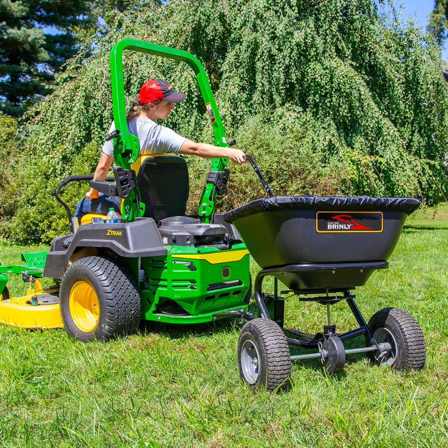 Brinly BS26BH-A Tow Behind Broadcast Spreader with Universal Hitch, 125 lb. - Deluxe Matte Black