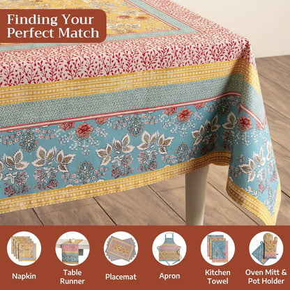 Maison d' Hermine Table Cloth Square Table 100% Cotton 60 x 60 Inches Tablecloth Reusable Decorative for Dining Kitchen Room Farmhouse Home Gifts for Mothers Day Spring Summer - Marquise
