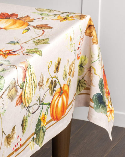 Maison d' Hermine Table Cloth Square Table 100% Cotton 60 x 60 Inches Fall Tablecloth Reusable Everyday Use for Thanksgiving Christmas Decorations Dining Farmhouse Party (Potiron)