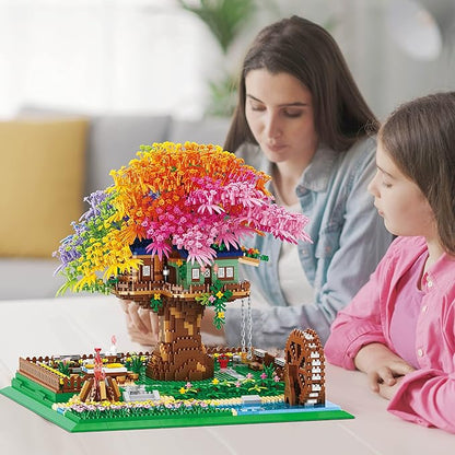 Rainbow Flowers Building Block with LightSakura Cherry Blossom Bonsai Tree House Construction Set4451 PCS Mirco Blocks Architecture for Adults and Teens