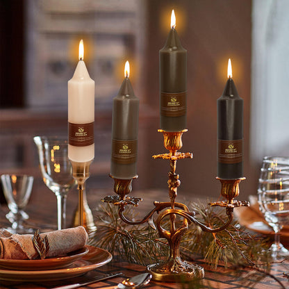 Short Taper Candles Set of 4, 5 Inch Brown Ombre Tapered Candle, Handmade Taper Candles, Short Candle Sticks for Wedding Dinner Table Home Decor Gift