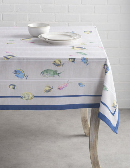 Maison d' Hermine Table Cloth Rectangle Table 100% Cotton 54 x 72 Inches Tablecloth Reusable Decorative for Dining Kitchen Room Farmhouse Home Gifts for Mothers Day Spring Summer - Poisson