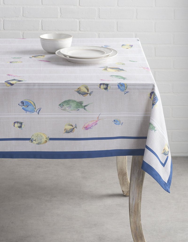 Maison d' Hermine Table Cloth Rectangle Table 100% Cotton 60 x 90 Inches Tablecloth Reusable Decorative for Dining Kitchen Room Farmhouse Home Gifts for Mothers Day Spring Summer - Poisson