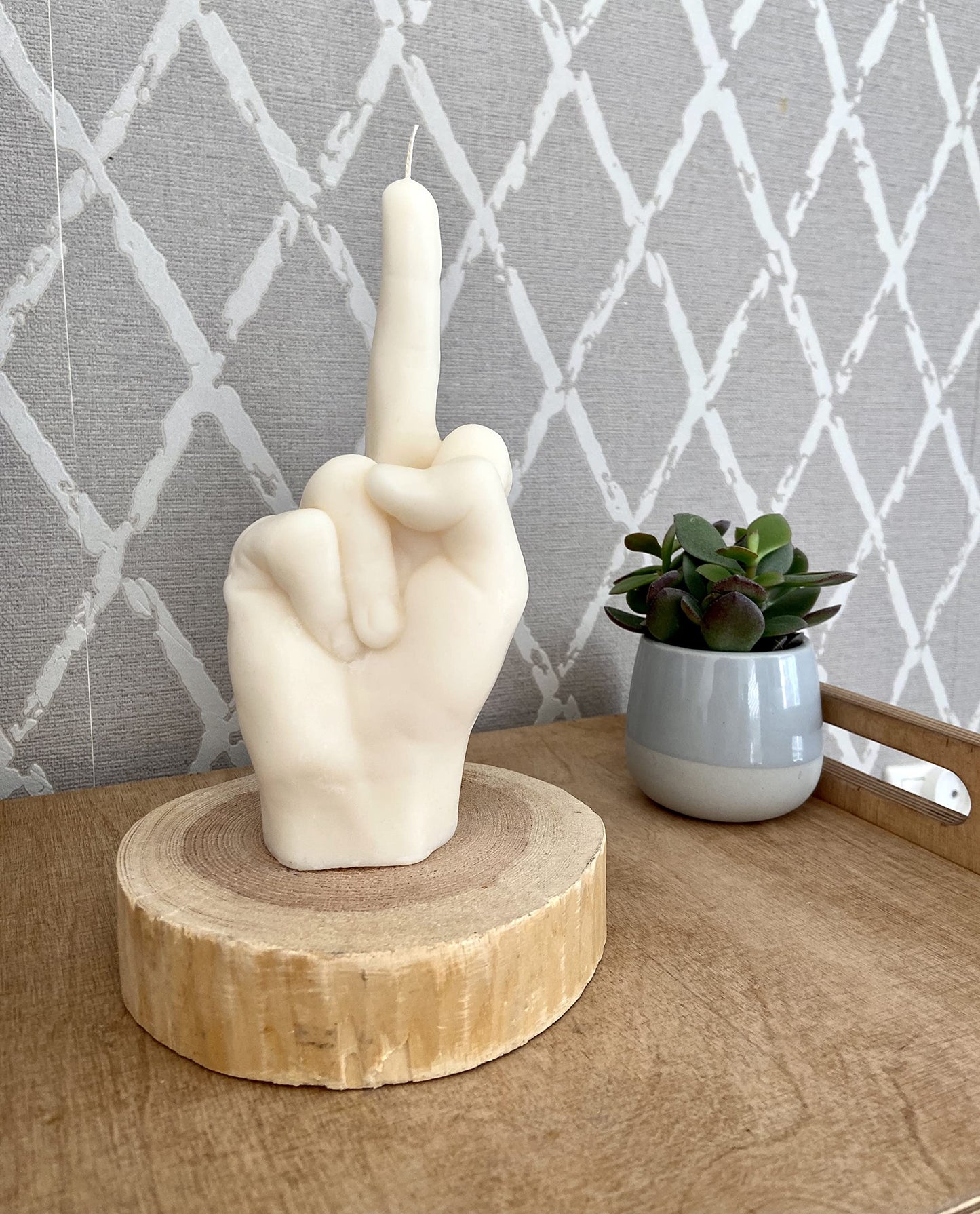 Big Fuck You Candle, Large Middle Finger Candle, Hand Gesture Candle, Homemade soy candle, Candle Gift, Funny candle, Scented candle (Beige, UNSCENTED)