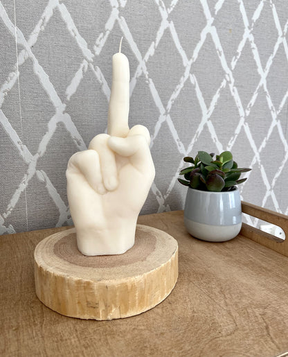 Big Fuck You Candle, Large Middle Finger Candle, Hand Gesture Candle, Homemade soy candle, Candle Gift, Funny candle, Scented candle (Beige, UNSCENTED)