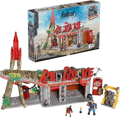 MEGA Fallout Action Figures Building Toys Red Rocket Truck Stop with 824 Pieces 2 Poseable Characters and Accessories for Collectors