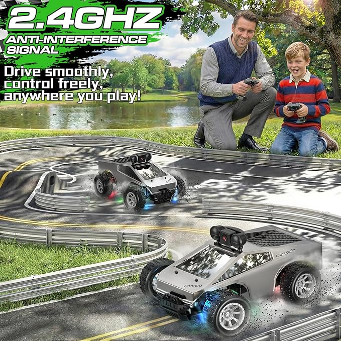 RC Cars with Camera Remote Control Truck with 720P HD FPV Camera All-Terrain Remote Control Car with Led Light Rechargeable Battery 1:28 RC Car Vehicle Toy Gifts for Kids Boys Girls