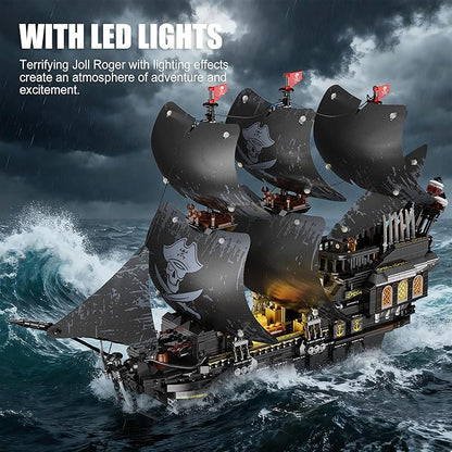 Pirate Ship Building Sets with LightsMOC Black Pearl Ships Building Blocks for AdultsPirate Boat Building ToysCollectible for Home DecorValentine Day Birthday Gift for Boys 8-14(2288Pcs)
