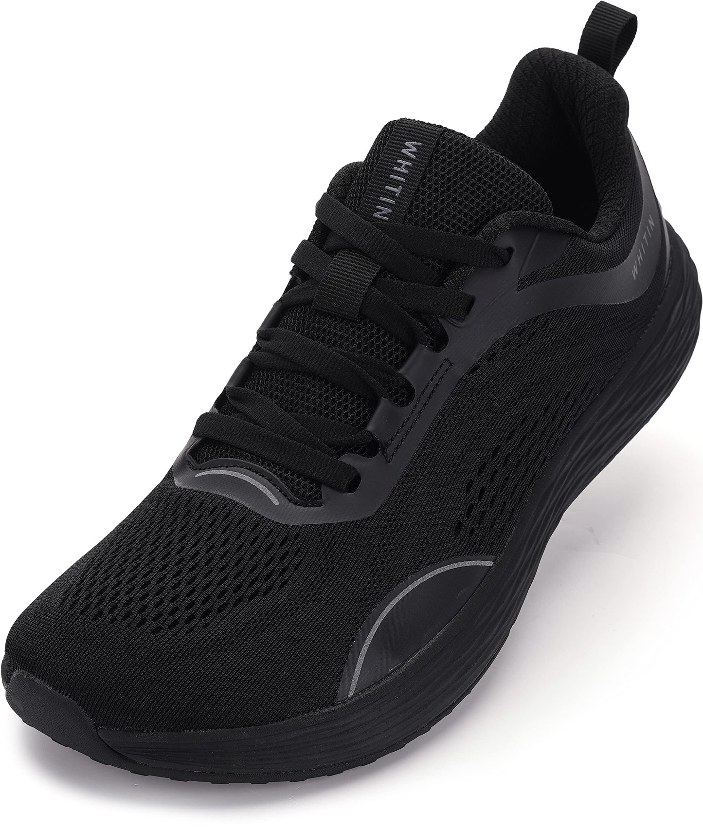 WHITIN Mens Zero Drop Wide Toe Box Road Running Shoes Size 11 Lightweight Sports Workout Comfortable Width Tennis Athletics Outdoor Mesh Male Black 45