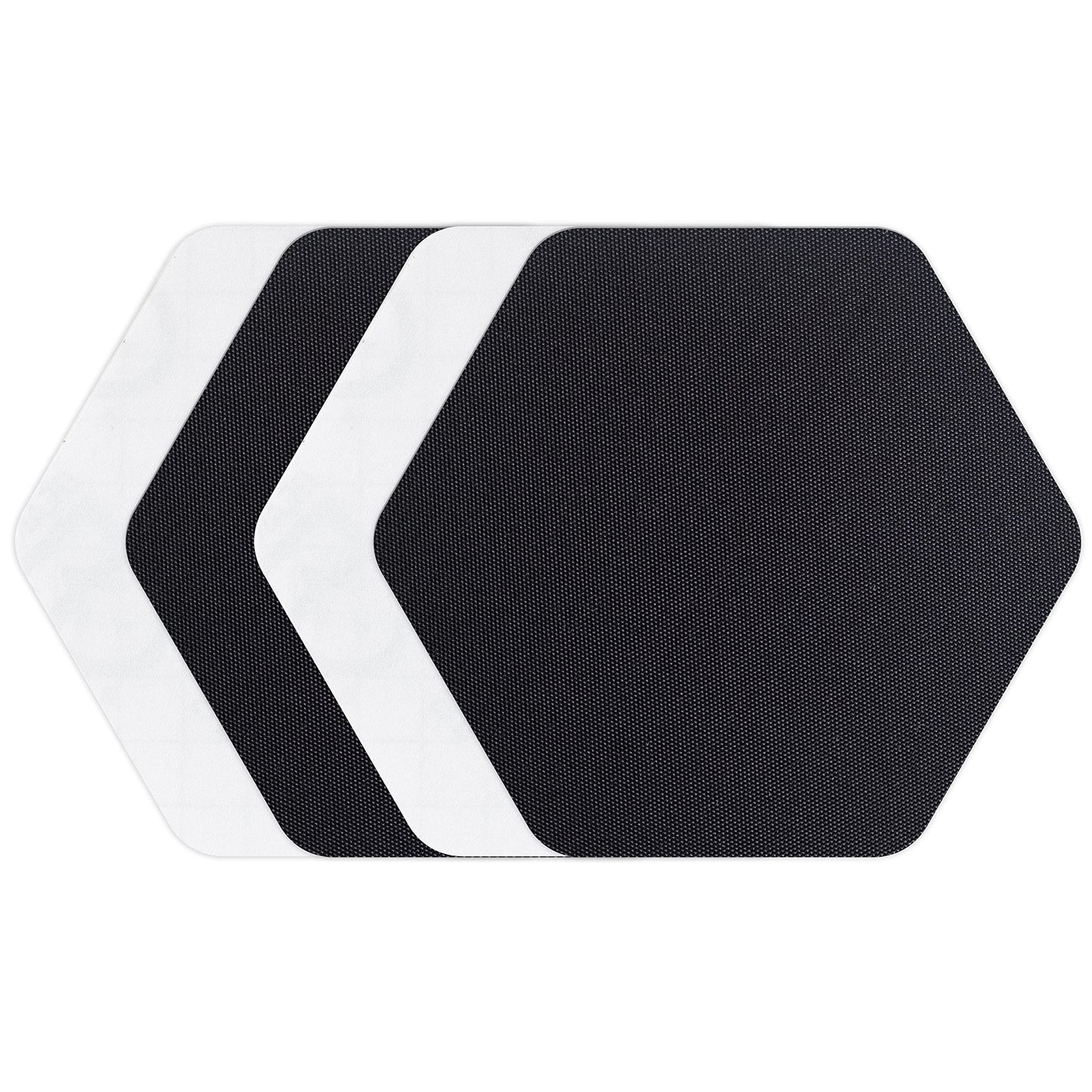 GEAR AID Tenacious Tape Hex 2.5” Shapes, Nylon Outdoor Fabric, Vinyl Repair Patches, Peel-and-Stick to Fix Holes and Burns in Down Jackets, Rain Gear, Tents, Tarps and More, Black and Clear, 4 Patches