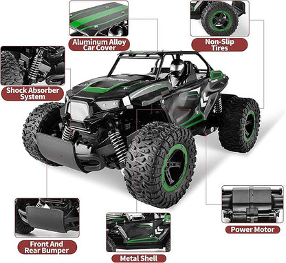 BEZGAR TB142 Remote Control Car - 1:14 Scale RC Cars 20 Km/h 2WD All-Terrains Electric Off-Road Vehicle Truck Crawler Toy with Two Rechargeable Batteries for Boys Kids and Adults