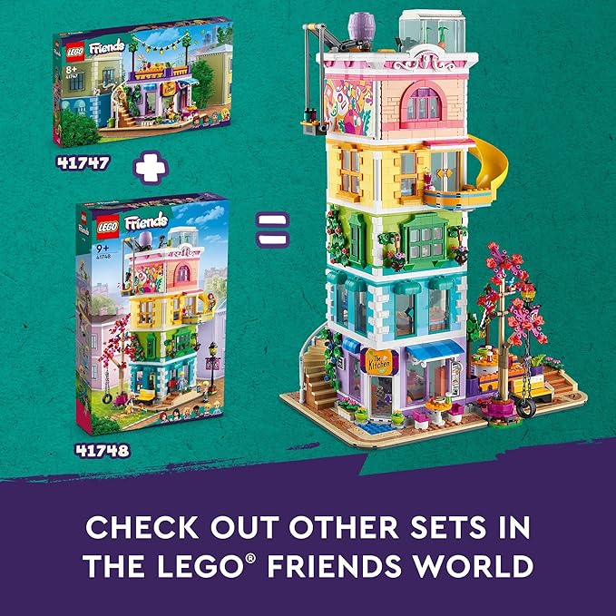LEGO Friends Heartlake City Community Center 41748 Building Toy Set Creative Challenge for Ages 9+ Includes 6 Mini-Dolls a Pet Dog and Lots of Accessories a Fun Gift for Kids who Love Role Play