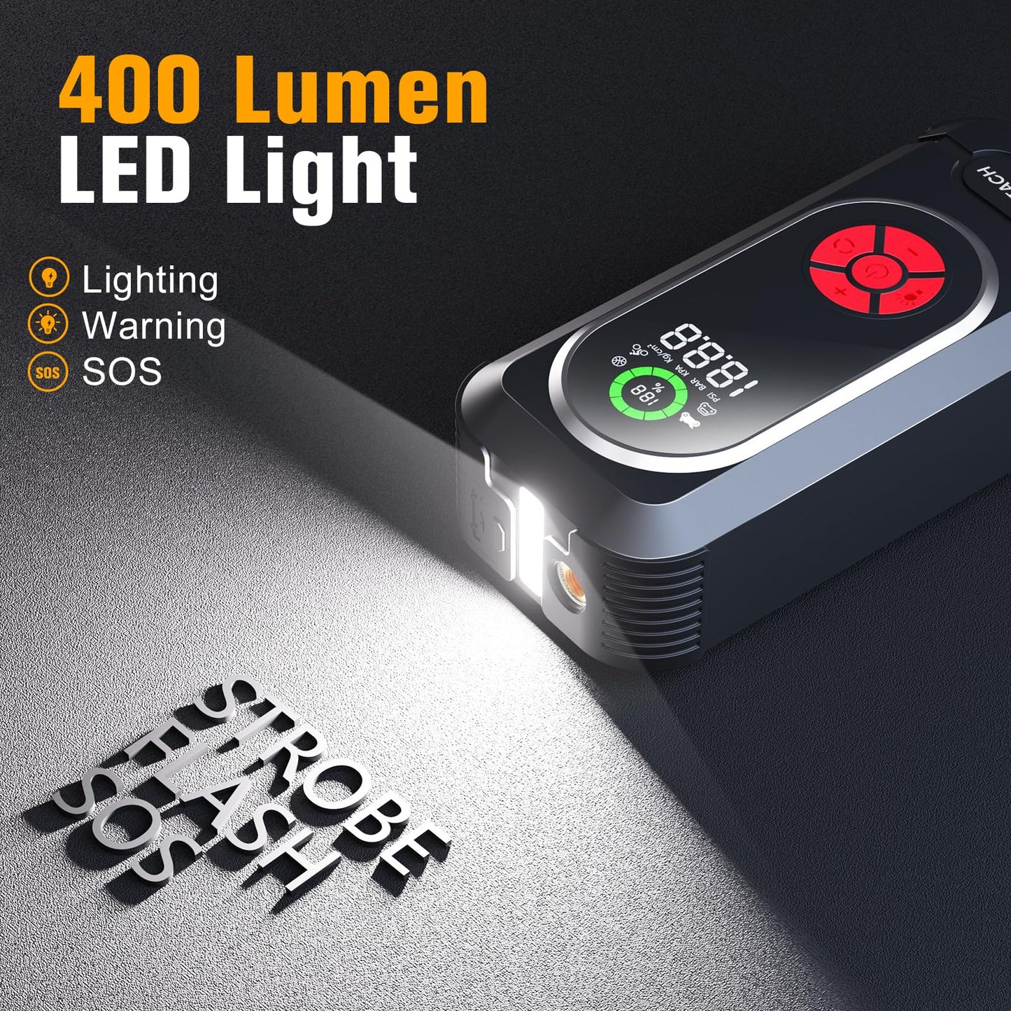 8000A Jump Starter with Air Compressor, 10-in-1 Car Battery Jump Starter Portable (10.0 Gas/10.0L Diesel), 150 PSI 12V Jump Box with Jumper Cables, LED Light, LED Display