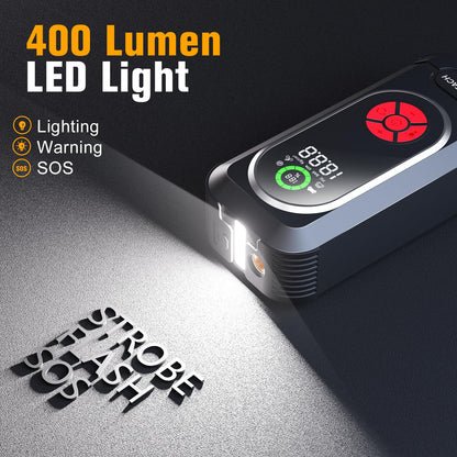 8000A Jump Starter with Air Compressor, 10-in-1 Car Battery Jump Starter Portable (10.0 Gas/10.0L Diesel), 150 PSI 12V Jump Box with Jumper Cables, LED Light, LED Display