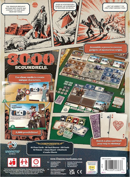 Unexpected Games 3000 Scoundrels Board Game - Wild West Strategy Game for 2-4 Players Ages 12+