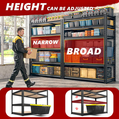 REIBII 2400LBS Storage Shelves 5 Tier Garage Shelving Heavy Duty Adjustable Garage Shelves, Utility Rack Shelf, Shelving Units for Storage Warehouse Pantry Closet, 35.5" W x 11.9" D x 72" H, 3 Pack