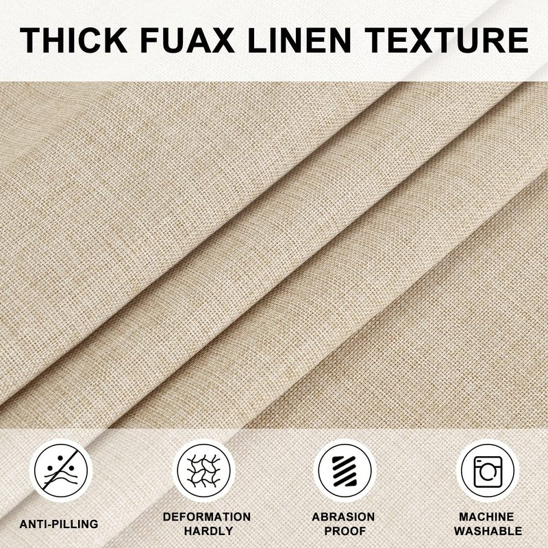 Hiasan Round Linen Tablecloth 60 Inch - Table Cloth Round Tablecloth Wrinkle and Stain Resistant Washable Polyester Fabric for Dining Room Kitchen Party, Beige