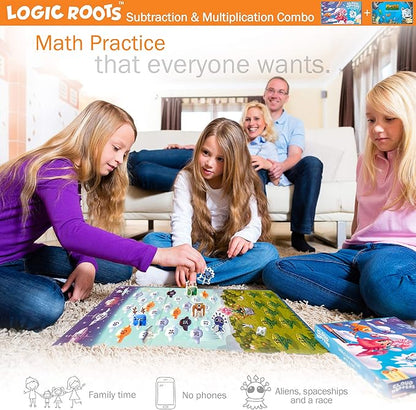 Two Math Games for Kids - Learn Addition Subtraction and Multiplication Table | Educational Games for Kids 5 and up for Kids (Monster Sock Factory + Cloud Hoppers)