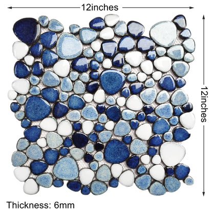 Parrotile Blue Shower Floor Pebbles Tile Bathroom Mosaic Backsplash Wall Tiles (5 Sheets)