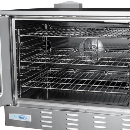 KoolMore 38 in. Full-Size Double Commercial Liquid Propane Convection Oven 108,000 BTU With Stacking And Casters in Stainless-Steel (KM-DCCO54-LPC)