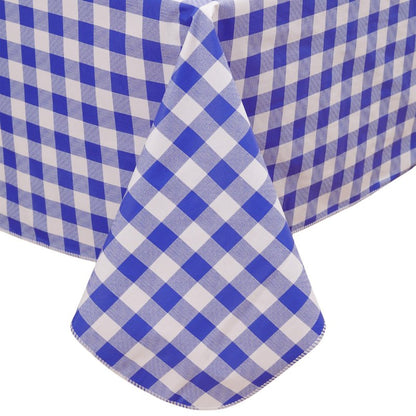 Heavy Duty Vinyl Tablecloth with Flannel Backing Waterproof Oil-Proof Plastic Table Cloth Stain-Resistant Wipeable Rectangle or Square Table Cover for Indoor and Outdoor (Blue Checkered, 60x102 Inch)