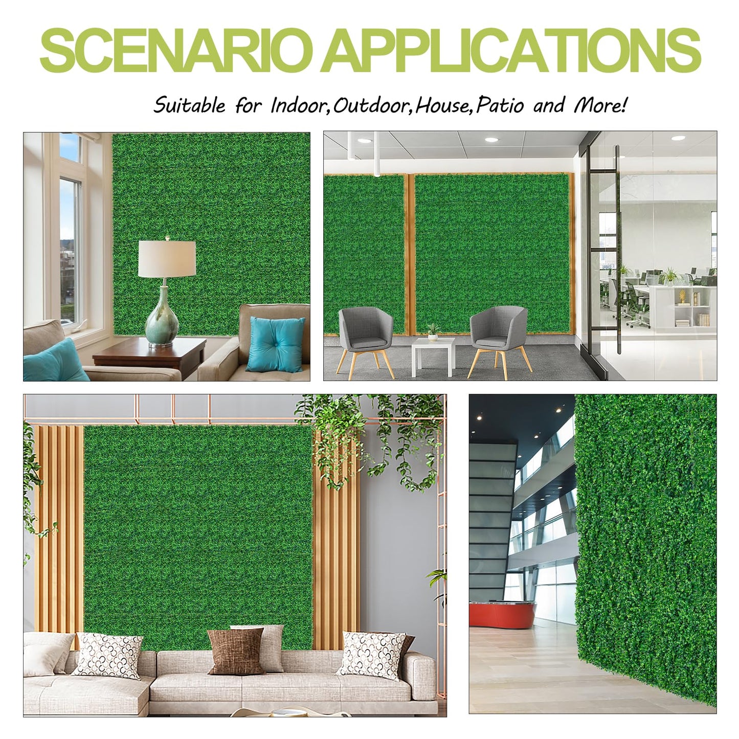 AOKIE 20"X20" Artificial Grass Wall, 12Pcs Boxwood Hedge Wall Panels UV-Anti Grass Backdrop Wall Decor, Greenery Privacy Hedge Screen for Indoor Outdoor Patio Balcony, Party Garden Fence Decor