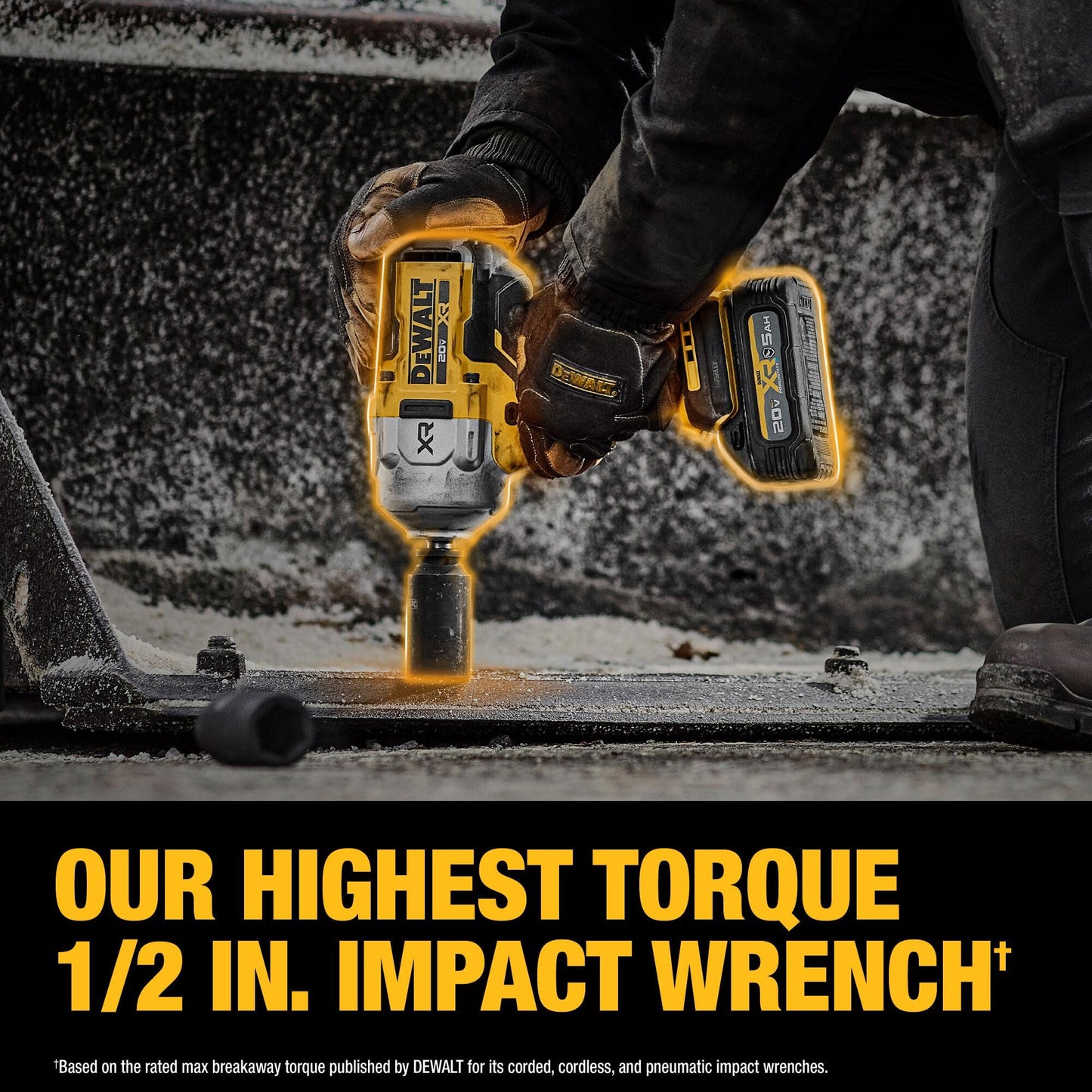 DEWALT 20V MAX XR Cordless Impact Wrench Kit, 1/2” Hog Ring, High Torque, Brushless, Includes POWERSTACK Battery and Charger (DCF961GH1)