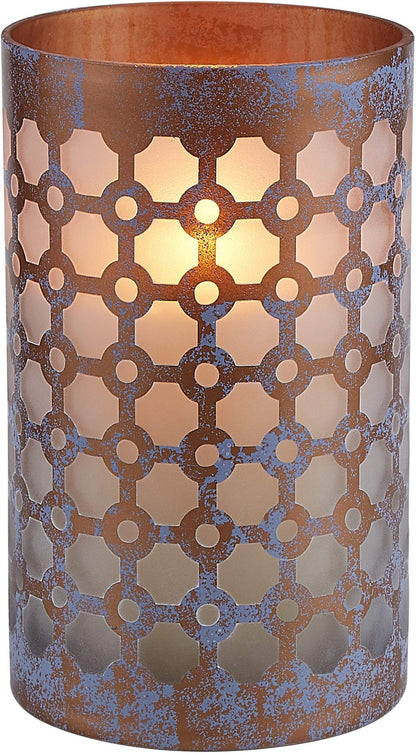 Pavilion Gift Company - Bronze and Purple Sponge Patterned Frosted Glass Candle Accessories Rounded Jar Candle Tray (Jar Holder)