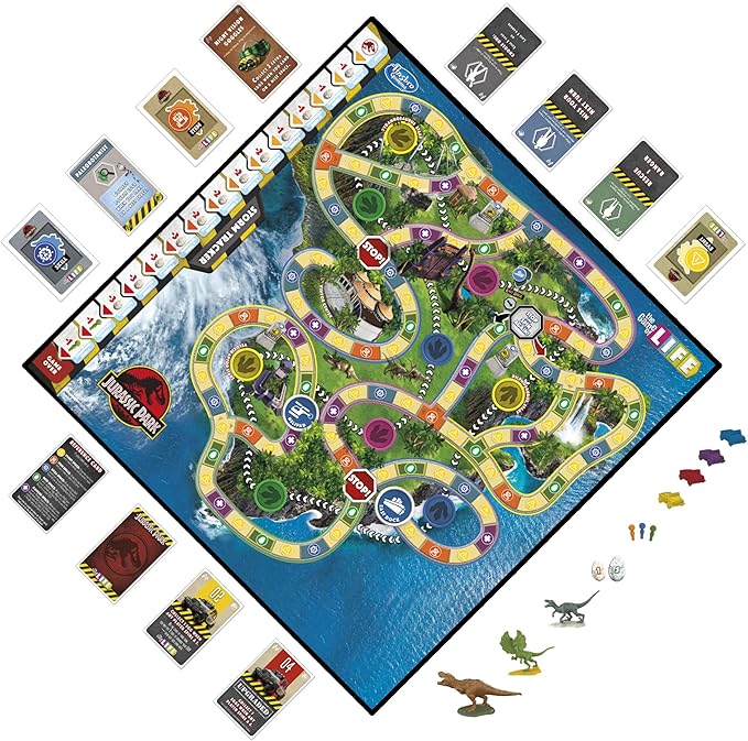 Hasbro Gaming The Game of Life Jurassic Park Edition Family Board Game for Kids Ages 8 and Up Inspired by The Original Hit Movie